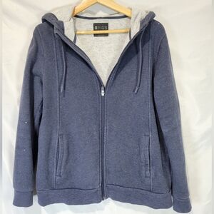 FIGS Full Zip Fleece Lined Medicsl Scrubs Nurse Blue Hoodie